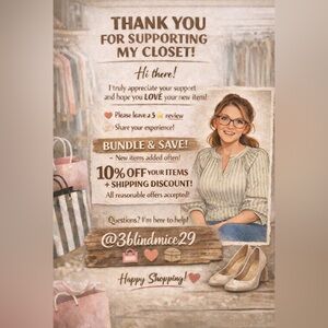 Welcome to our closet! All Reasonable offers will be accepted